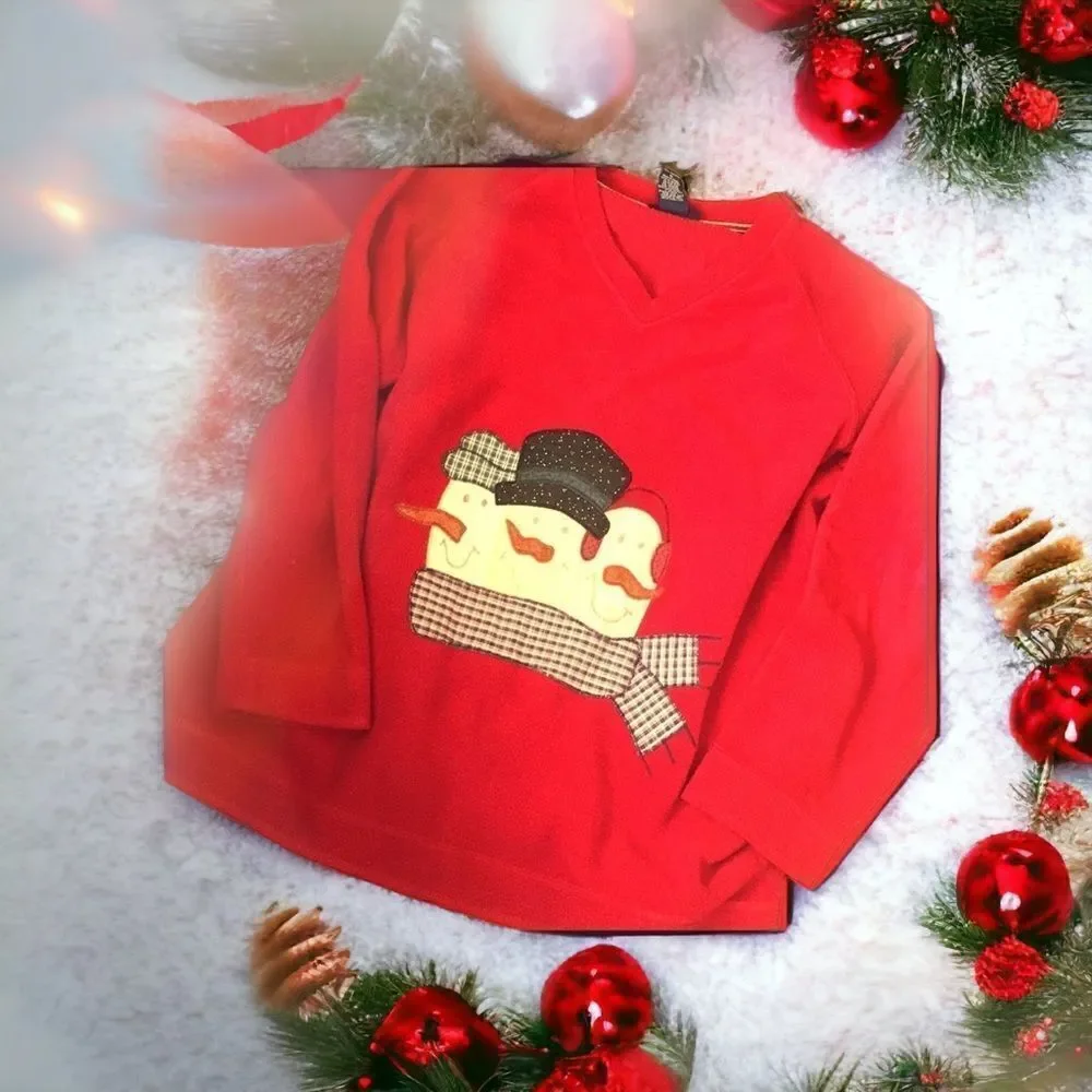 Vintage Christmas Sweater Fleece Top XL
